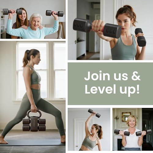 2-in-1 Adjustable Dumbbell Set for Women - 4 Levels (2.2lbs to 12.1lbs) - Home Gym Weights for Women at Home - Fitness Dumbbells - color: Black