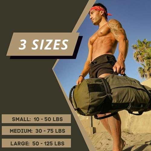 Polyfit Classic Sandbag - Workout Sandbag with 8 Gripping Handles - color: GREEN, size: Large (50-125lbs)