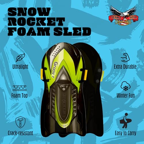 Flexible Flyer Snow Premium Foam Sled for Kids and Adults - Snow Sled, 1 or 2 Person Winter Toboggan Slider with Handles, Extremely Lightweight, for Ages 5 & Up - color: Black
