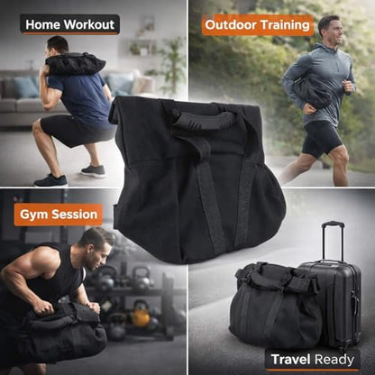 Weightlifting Training Sandbag, Adjustable Power Bag, 22x23x17cm Black - Durable Oxford Cloth, Soft Handle, Ideal for Strength and Endurance Workouts