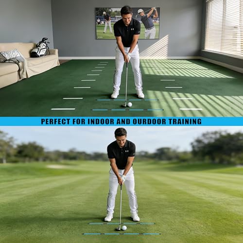CHAMPKEY Premium Foldable 40" Golf Alignment Sticks 4 Pack - Posture Correction and Shot Accuracy Golf Training Aid - color: Blue