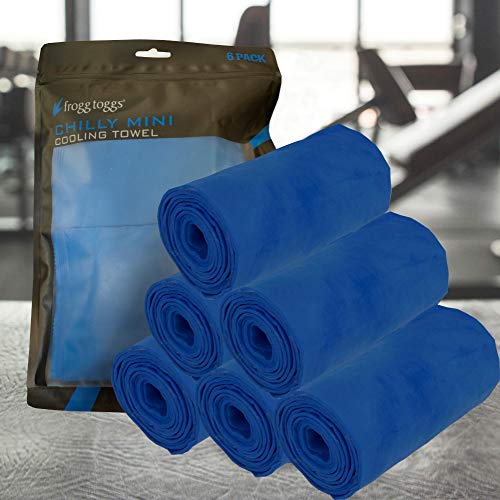 FROGG TOGGS Chilly Mini Cooling Neck Towel, 6 count, 29"x3" - color: Blue - 6 Pack