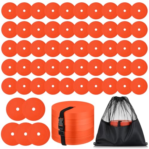 6 inch Flat Cones Spot Markers Non-Skid Floor Hole Soccer Cones Field Court Spot Markers Flat Discs Soccer Training Equipment for Football Sports Speed Agility Practice - color: Orange