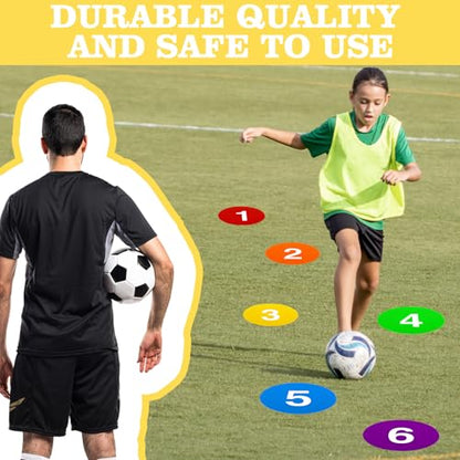 JarThenaAMCS 12Pcs Spot Markers 9 Inch Non Skid Rubber Agility Poly Spots Flat Cones Floor Spots for Kids Sports Training Soccer Basketball Outdoor Classroom