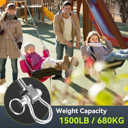 Swing Hangers with Bearing, 2 Pcs M10 × 7" Stainless Steel Swing Hooks for Wood & Steel Beam, 180° Swivel Heavy Duty Swing Hanger for Hammock, Yoga Swing, Porch Swing, 1500LB Capacity