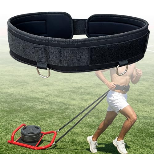 Weighted Training Waist Belt for Pulling Sled and Tires,Weight Sled Pulling Strap,Sled Trainer Pull Leash of Sled Harness,Pulley Strap for Strength Speed Agility Training