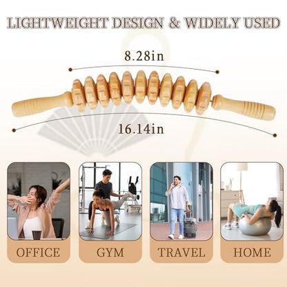 Liitrton Wood Therapy Fasci Massage Tools, Curved Wooden Massage Roller Cellulite Reduction and Muscle Tension (Curved-11-Wheel) - color: Curved-11-wheel