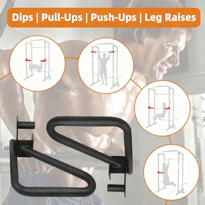 Dual Grip Dip Bars Attachment for 2x2 Power Rack & Squat Rack, Heavy Duty Pair for Pull Ups, Push Ups, Triceps & Chest Workouts, 330LBS Capacity