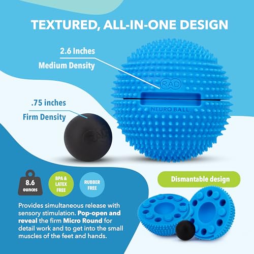 RAD The Original Neuro Ball – Foot Roller & Textured Massage Ball for Myofascial Release, Plantar Fasciitis, Hands & Face – Spiky Therapy Tool for Muscle Relief - style: Neuro Ball