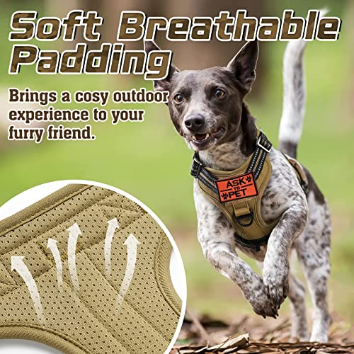 rabbitgoo Tactical Dog Harness for Large, No Pull Military Service Vest - color: Brown, size: Large