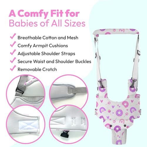 Watolt Baby Walking Harness - Handheld Kids Walker Helper - Toddler Infant Walker Harness Assistant Belt - Child Baby Walk Learning Help Support Assist Trainer Tool - for 7-24 Month Old (Donuts) - color: Donuts