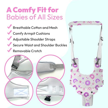 Watolt Baby Walking Harness - Handheld Kids Walker Helper - Toddler Infant Walker Harness Assistant Belt - Child Baby Walk Learning Help Support Assist Trainer Tool - for 7-24 Month Old (Donuts) - color: Donuts