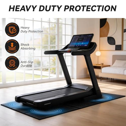 Treadmill Mat for Carpet &Hardwood Floors, 79" × 39.4" 0.16" Thick High Density, Non-Slip Fitness Equipment Mat, Mat for Under Treadmills, Elliptical, Exercise Bikes, Stationary Cycles - size: 78.7"L x 39.4"W x 0.2"Th