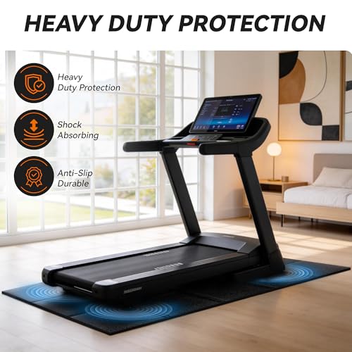 Treadmill Mat for Carpet &Hardwood Floors, 79" × 39.4" 0.25" Thick High Density, Non-Slip Fitness Equipment Mat, Mat for Under Treadmills, Elliptical, Exercise Bikes, Stationary Cycles - size: 78.7"L x 39.4"W x 0.3"Th
