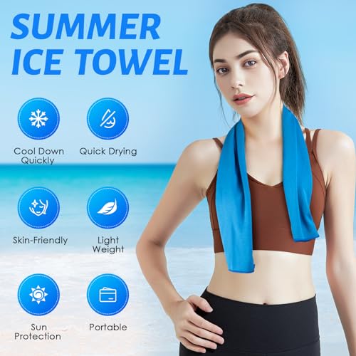 CIVPOWER 4 Pack Cooling Towels (40"x12"): Breathable Cooling Towel for Neck and Face - Microfiber Soft Chilly Towel for Yoga Gym Sport Running Workout Camping Climb