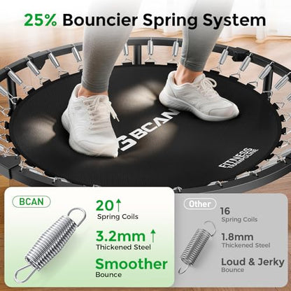 BCAN SP3 40"/48" Foldable Mini Trampoline, Rebounder Trampoline for Adults, U/T Adjustable Foam Handle, Exercise Rebounder for Adults Indoor/Garden Workout, Max Load 330lbs/440lbs-40T-Green