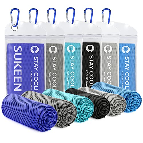 Sukeen Cooling Towel for Neck and Face (40"x12"), Microfiber Bulk Cooling Towels for Athletes Cooling Neck Wraps Instant Cooling Towels for Yoga,Gym,Golf,Running,Fitness and Workout - color: Blue/Grey/Lake Blue/Dark Blue/Dark Grey/Black