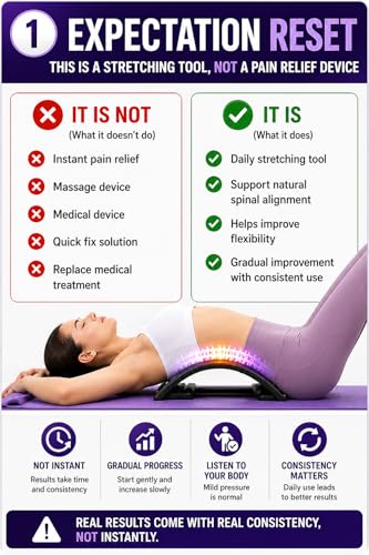 YAJIACLONE Back Stretcher for Lower Back, Adjustable Lumbar Support Board, Manual Spine Stretch Tool for Daily Use, Portable Device (Not a Massage Device)
