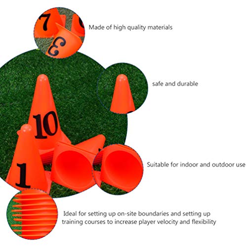 BESPORTBLE Numbered Cones 10PCS Plastic Training Traffic Cones Agility Field Marker Cones for Soccer Basketball Football Drills Training Outdoor Activity Or Events Pro Disc Cones