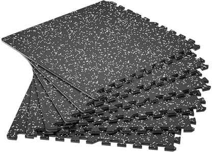 SUPERJARE 0.4'' Thick 6 Pcs 24 Sq Ft Rubber Top Exercise Equipment Mats - size: 6 Tiles (24 Sq Ft)