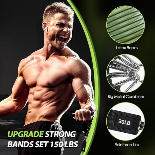 WHATAFIT Resistance Bands with Handles, 5-Level Exercise Bands for Workout - color: Green