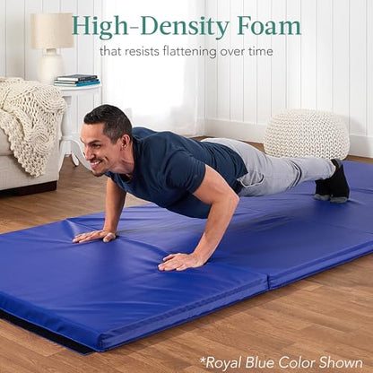 Best Choice Products 10ftx4ftx2in Folding Gym Mat 4-Panel Exercise Gymnastics Aerobics Workout Fitness Floor Mats w/Carrying Handles - color: Gray