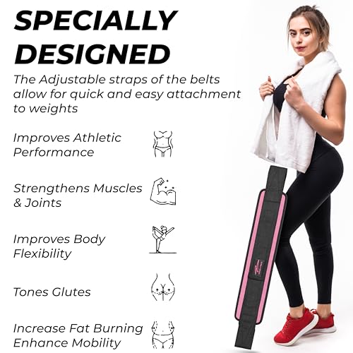 Hip Thrust Belt - Heavy duty, Comfortable, Adjustable Glute Trainer with Anti-Slip Pads. Ideal for Home Workouts with Dumbbells, Kettlebells, Plates. Extra Padding for Gym and Home Fitness hold up to 600 lbs - Baby Pink