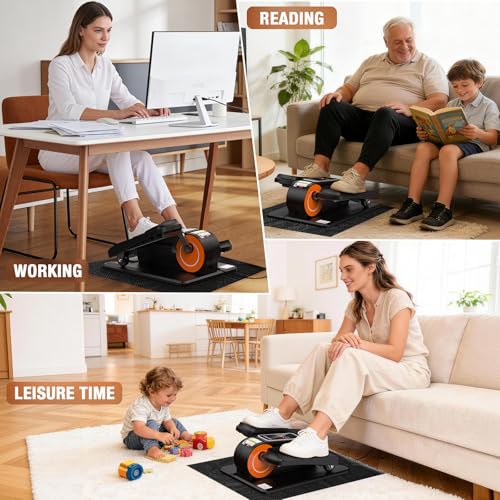 Under Desk Elliptical Machine, Electric Elliptical Leg Exerciser for Senior, Quiet and Compact Electric Seated Pedal Exerciser for Home with Monitor, Remote Control and 12 Adjustable Speeds