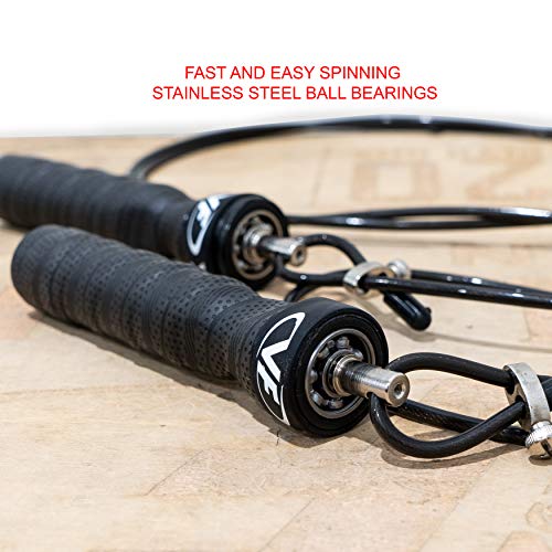 Valor Fitness Adjustable Speed Rope - Speed Jump Rope with Ball Bearings and Non-Kinking Cable – Ideal for Cross Training and Other High Intensity Workouts with Skipping Rope - style: 4.0mm Cable
