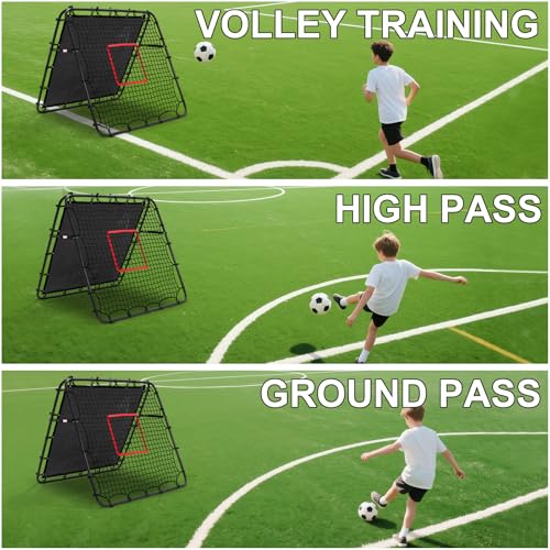 Adjustable Soccer Rebound Net | Double-Angle Soccer Trainer with Steel Frame | Portable Folding Rebounder for Passing & Shooting Practice | Outdoor Sports Equipment for Youth & Adult