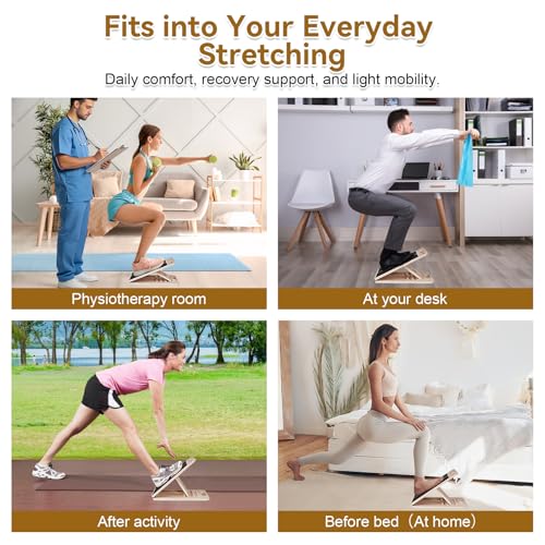 4 Pieces Slant Board with Exercise Bands, Premium Calf Stretch Board, Portable Adjustable Slant Board for Calf Stretching, 350LB Weight Capacity Calf Ankle Achilles Physical Therapy Leg Exercisers