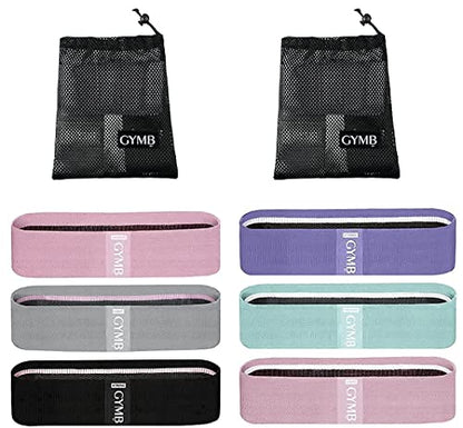 6-Piece Resistance Bands for Working Out - Exercise Bands to Workout Glutes, Thighs & Legs - Non Slip Cloth Booty Bands for Gym & Home Fitness, Yoga, Strength & Pilates - 3 Levels
