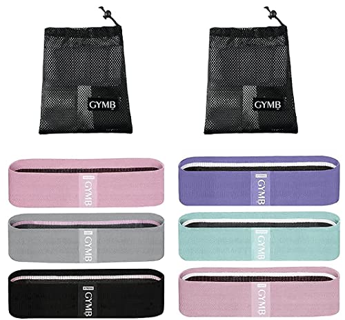 6-Piece Resistance Bands for Working Out - Exercise Bands to Workout Glutes, Thighs & Legs - Non Slip Cloth Booty Bands for Gym & Home Fitness, Yoga, Strength & Pilates - 3 Levels