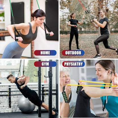 Exercise Resistance Bands with Handles for Working Out Workout Bands Set with Door Anchor for Physical Therapy, Yoga, Pilates