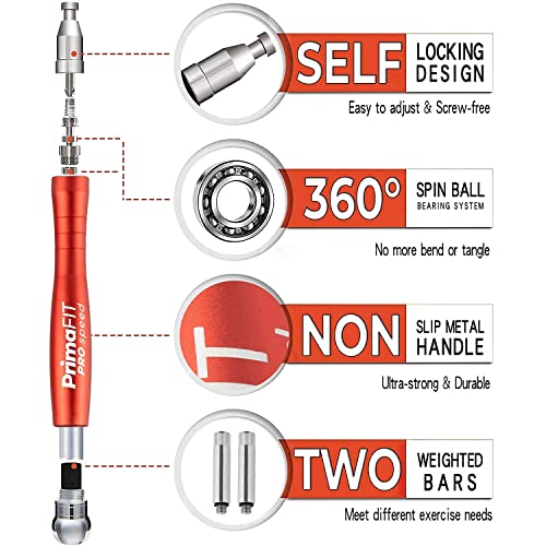 Jump Rope Pro Speed Skipping Rope Adjustable Adult Jumping Rope Weighted Aluminium Handles for Double Dutch Boxing Workout Crossfit Exercise Fitness Spare Cable Weights Protectors Carry Bag - color: Red