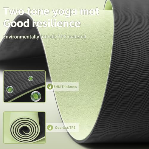 PAIDU Yoga Mat 8mm Super Thick TPE Fitness Mat | SGS Certified | Non-Slip, Odorless & Tear-Resistant | Unisex with Strap | for Yoga, Pilates, Meditation & Home Workouts