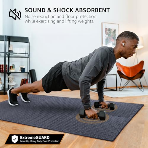 12 Pack, 48 SQFT - 24" x 24" - 1/2" Extra Thick Floor Exercise Mat for Home Gym or Floor Padding - High-Density EVA Interlocking Foam Floor Tiles for Gym Equipment, Play Area | Yoga, Cardio, Weights - size: Grey