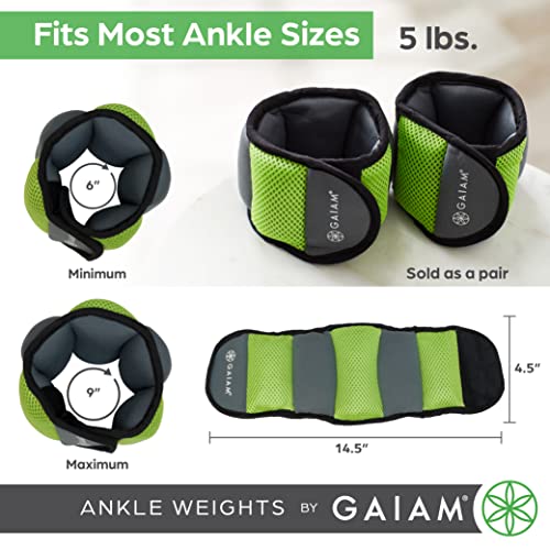 Gaiam Ankle Weights, Wearable Bracelet to Strengthen, Tone & Sculpt, Adjustable Ankle Weights for Women & Men for Yoga, Dance, Pilates, Barre, Cardio, Home & Gym Use