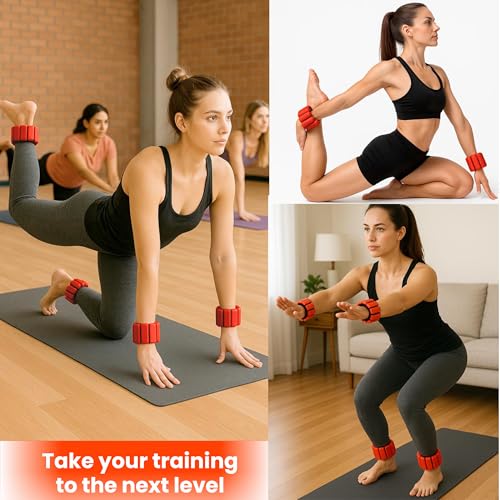 Wrist and Ankle Weights Set with Core Sliders, Adjustable 1lb Each, Sweatproof Design, Portable for Yoga, Pilates, Strength Training, and Home Workouts