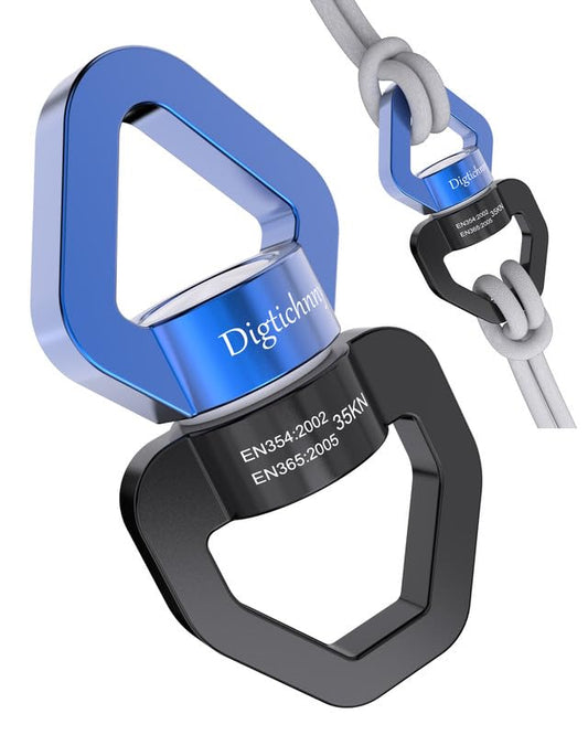 Swing Swivel Heavy Duty,35KN Aluminium Alloy, Swing Spinner for Tree Swing, Aerial Dance, Children’s Swing, Hanging Hammock Outdoor Indoor (Black-Blue) - style: Black Blue-1 Pack