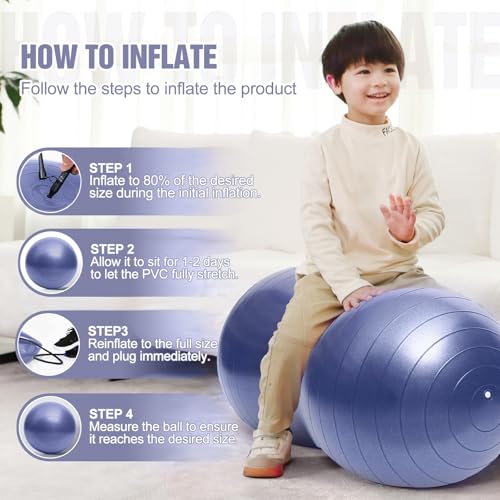 INPANY Peanut Ball - Exercise Ball for Labor Birthing, Anti-Burst Physical Therapy for Kids, Core Strength, Flexible Seating, Home & Gym Fintness, Sensory Chair Wiggle Seat for Girls and Boys