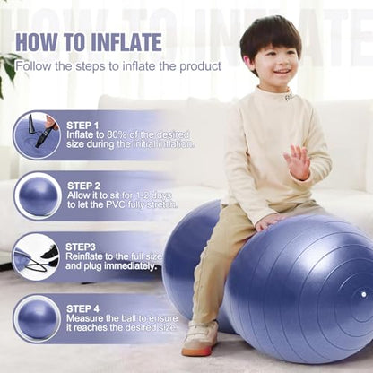 INPANY Peanut Ball - Exercise Ball for Labor Birthing, Anti-Burst Physical Therapy for Kids, Core Strength, Flexible Seating, Home & Gym Fintness, Sensory Chair Wiggle Seat for Girls and Boys