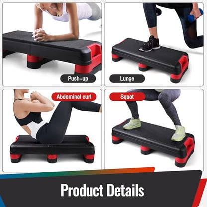 33.5" Foldable Aerobic Step Platform for Home Workout, Step Up Box Exercise Stepper with 3 Heights, Space-Saving Cardio Equipment for Complete Fitness