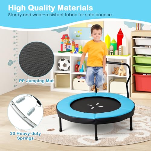 GYMAX Rebounder Trampoline Adult, 40" Mini Fitness Trampoline with Detachable Handle, Safety Foam Pad & Non-Slip Foot Pads, Exercise Rebounder for Indoor Outdoor Kids Adults