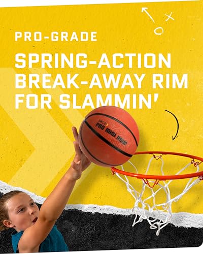 SKLZ Pro Mini Indoor Basketball Hoop with Ball, Over the Door, Shatter-Proof Backboard, Spring-Action Break-Away Steel Rim, Great for Home, Dorm Room, and Office - style: Standard