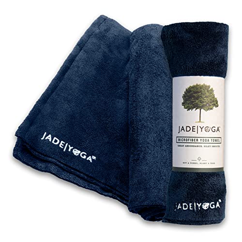 JadeYoga Non-Slip & Quick Dry Yoga Hand Towel - Microfiber Workout Towel, Super Absorbent Sweat Towel, Lightweight Gym Towel with Great Grip, Yoga Towel for Men & Women - Midnight Blue (14" x 24") - color: Midnight Blue