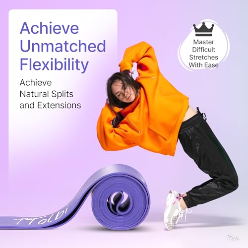 2-Pack Ballet Stretch Bands for Dancers & Foot Mini Loop | Natural Rubber Flexibility Band for Splits Training | Kids, Teens & Adult Dancers, Gymnasts, Cheerleaders | Printed Guide & Travel Bag - color: Purple Regular