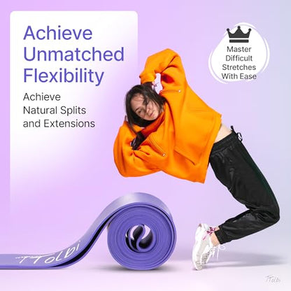 2-Pack Ballet Stretch Bands for Dancers & Foot Mini Loop | Natural Rubber Flexibility Band for Splits Training | Kids, Teens & Adult Dancers, Gymnasts, Cheerleaders | Printed Guide & Travel Bag - color: Purple Regular