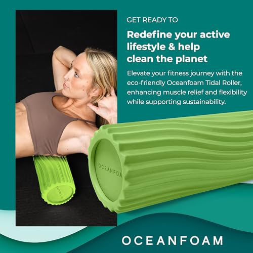 Tidal Roller - Algae Green - Muscle Massage Foam Roller for Back Pain & Stretching - Firm and Ergonomic Wide Wave Textured - Yoga, Athletics, & Wellness - Full Size, 20" x 5" - color: Algae Green