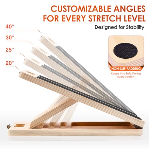 Thickened Wooden Calf Stretching Slant Board, Portable Adjustable Incline Board, 320 Lbs Weight Capacity, Calf Stretch Wedge for Leg, Heel, Suitable for Adults' Leg & Foot Stretching